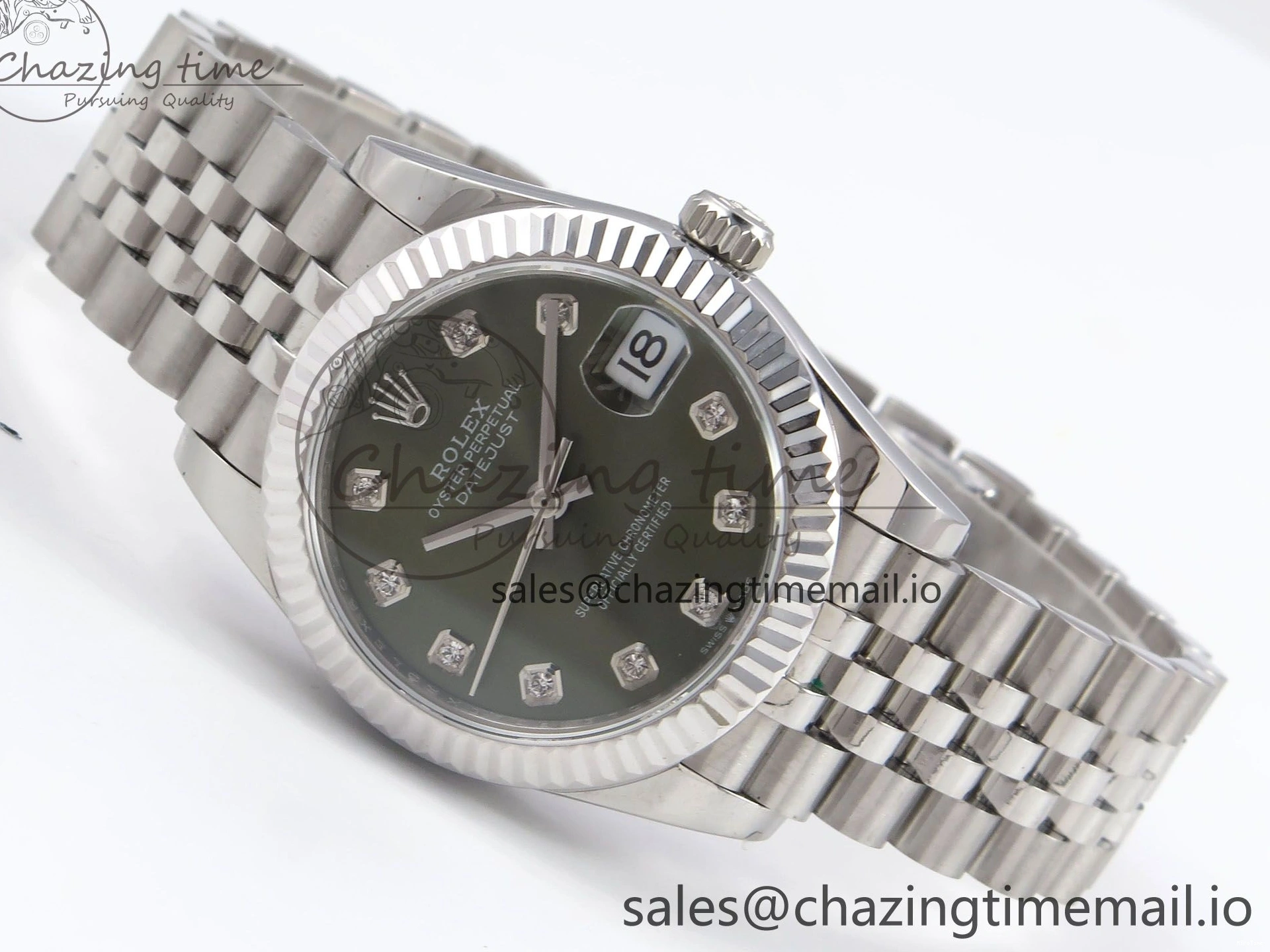 MiroTime 0428 Durable DateJust 31 278274 SS GMF 1:1 Best Edition 904L Steel Green Diamonds Dial on Jubilee Bracelet A 1163